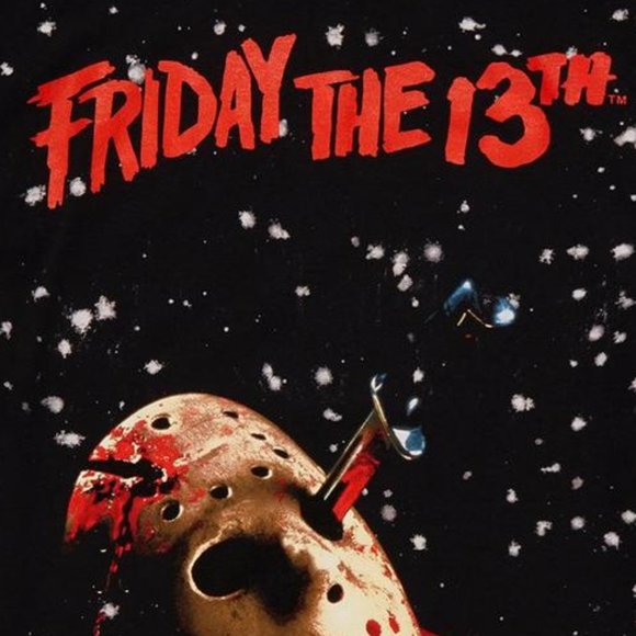 ❤️NWT VINTAGE HOT TOPIC FRIDAY THE 13TH TEE JASON VOORHEES BLOOD MASK HALLOWEEN - Picture 3 of 9